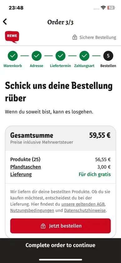 Goulash app - checkout with delivery time and Apple Pay